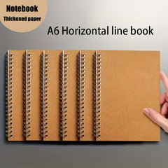 100-Page A6 Spiral Notebook Brown Paper Lined Sketch Memo Notebook