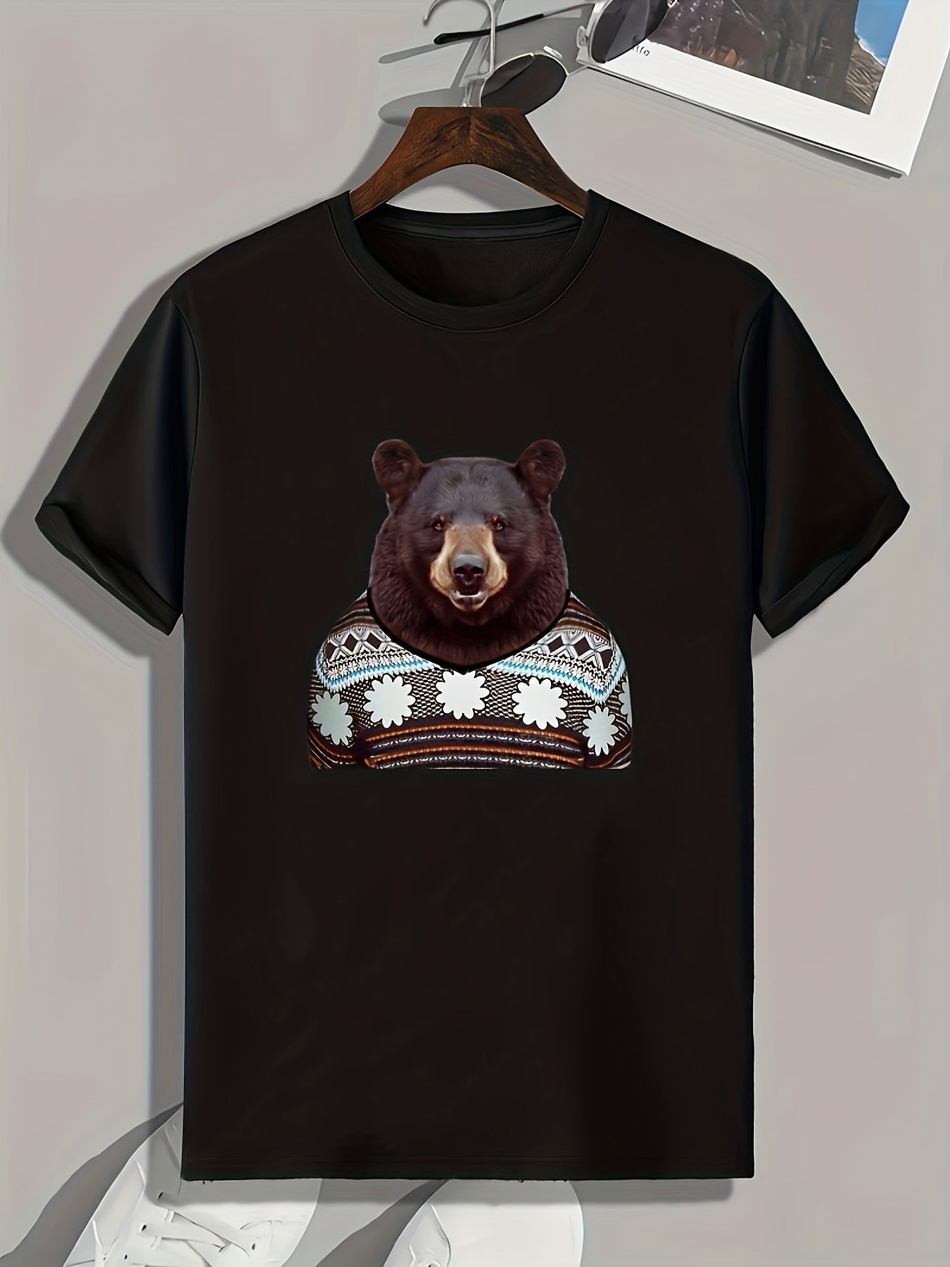 Bear Print Men's Graphic T shirt Casual Comfy Tees For Summer