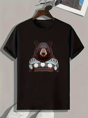 Bear Print Men's Graphic T shirt Casual Comfy Tees For Summer