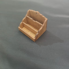 Wooden Dollhouse Storage Rack with Books and Desk Accessories