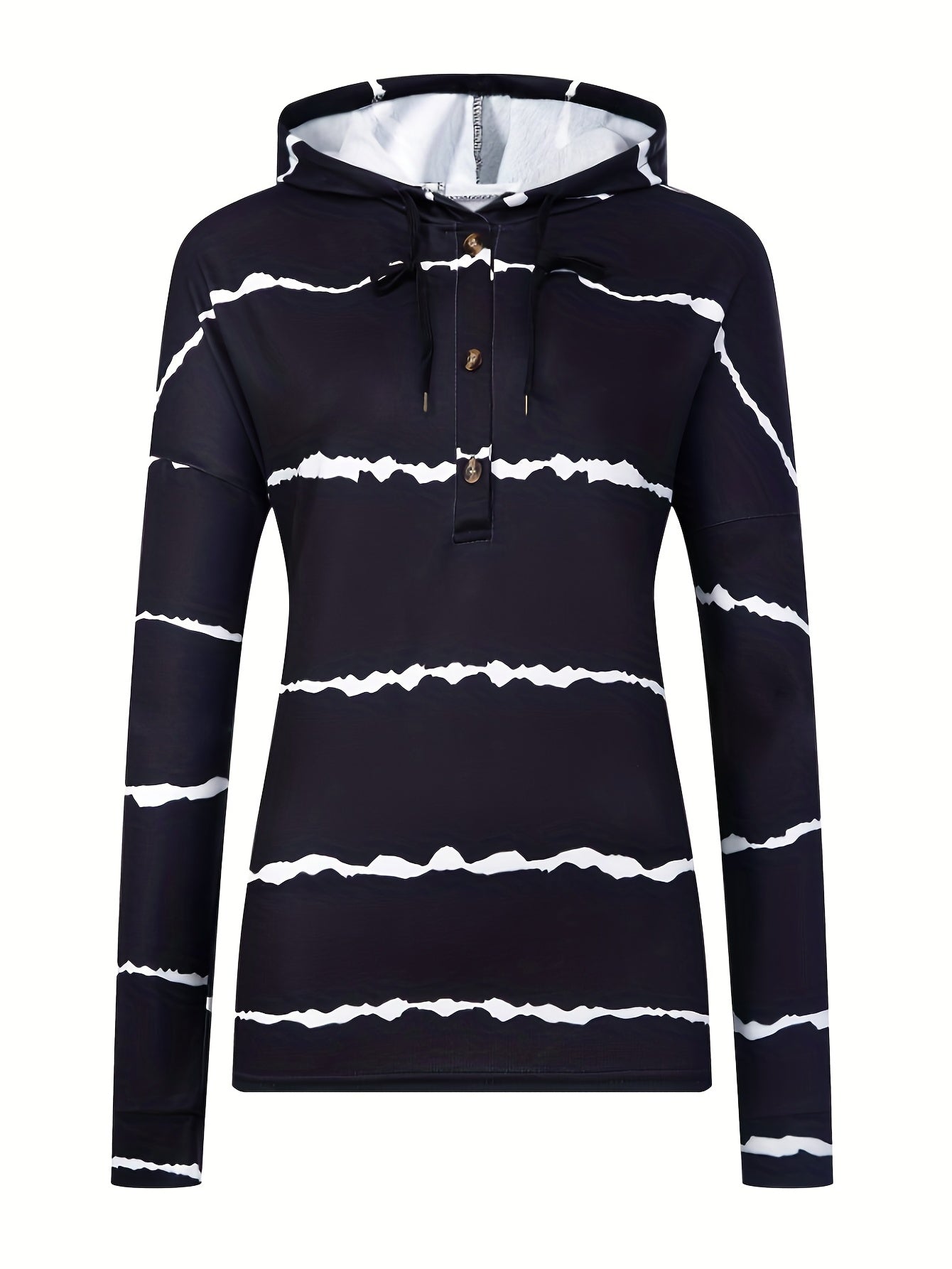 Tie Dye Striped Print Drawstring Loose Hoodie Casual Hooded Long Sleeve