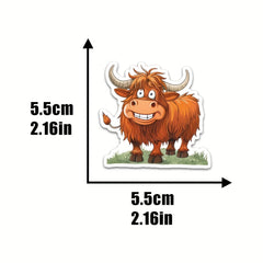 54pcs Highland Cattle Graffiti Animal Stickers for Laptop Luggage Bike