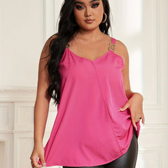 Solid V Neck Chain Decor Cami Top