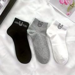 Bunny Rhinestone Crew Socks - Comfy & Breathable Women's Stockings