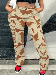 Camo Print Cargo Pants Long Length With Pockets