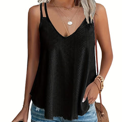 Eyelet Cami Top V Neck Sleeveless Summer Top
