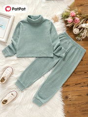 Toddler Girls Ribbed Sweater & Pants Set Turtleneck Long Sleeve Pullover Top
