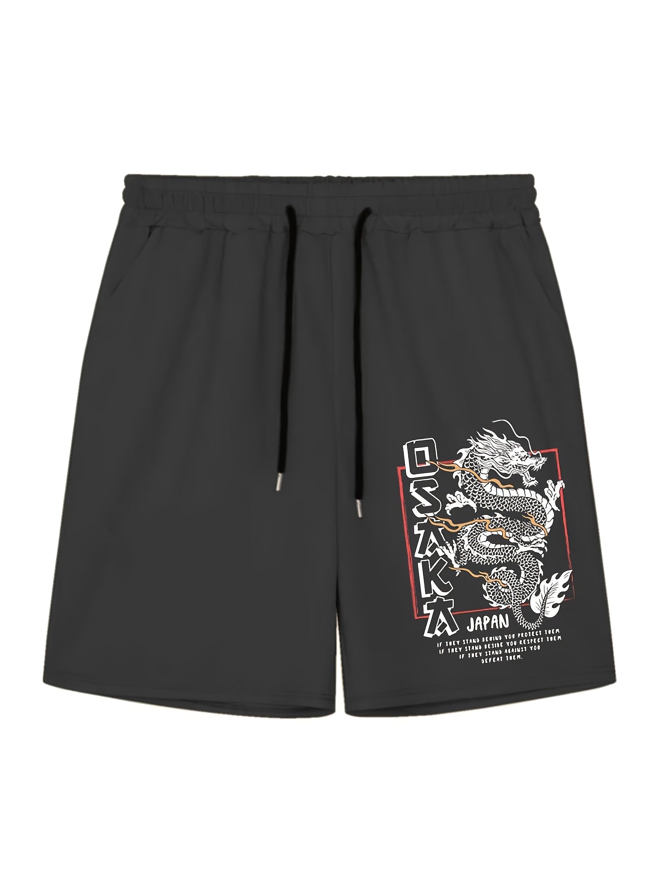 Men's Casual Dragon Print Pleated Shorts