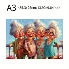 Wooden Puzzle - 4 Grandmas Traveling - Ideal for Birthday Gifts
