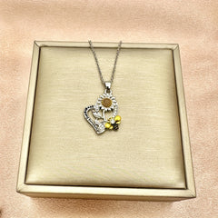 Sunflower Heart Pendant Necklace for Girls
