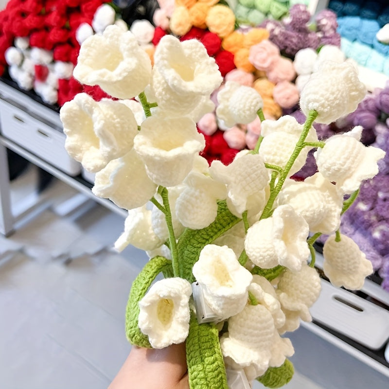 Mother's Gift Bell Orchid Bouquet Woolen Crochet Flower Material