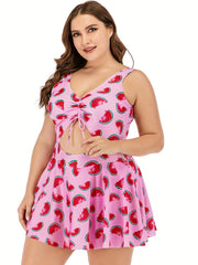 Watermelon Print Cut Out One Piece Swimwear