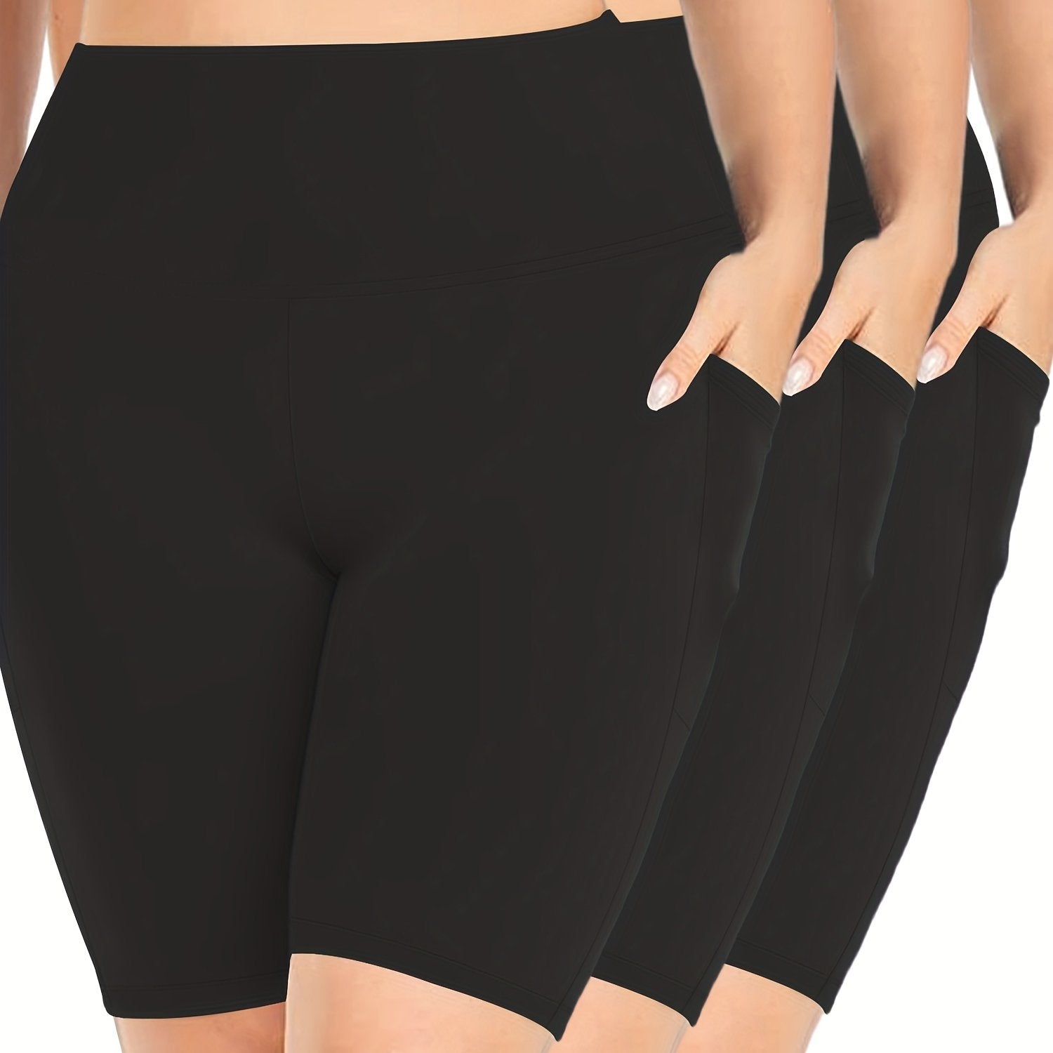 3-Pack Women's Plus Size Sporty Shorts Set High Rise Biker Shorts