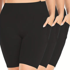 3-Pack Women's Plus Size Sporty Shorts Set High Rise Biker Shorts