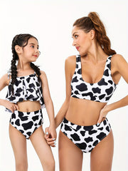 Cow Graphic Ruffle Bikini Set for Mother and Daughter Matching Swimsuits