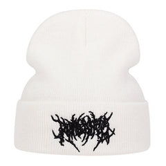 Men's Knitted Embroidered Beanie Hat