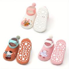 3 Pairs Non-slip Boat Socks for Baby Girls Kids