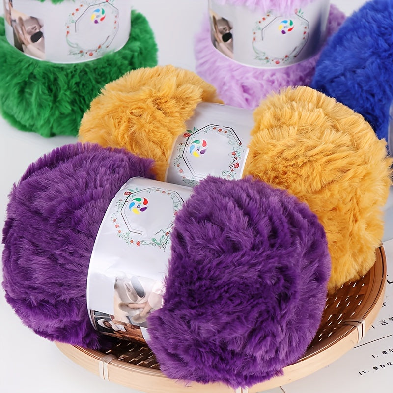 Faux Mink Fur Yarn Soft Yarn DIY Knitting Crocheting Hat Scarf Purse 100g
