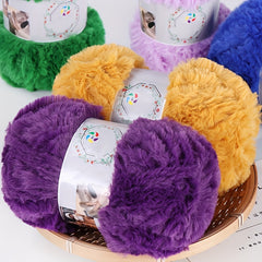 Faux Mink Fur Yarn Soft Yarn DIY Knitting Crocheting Hat Scarf Purse 100g