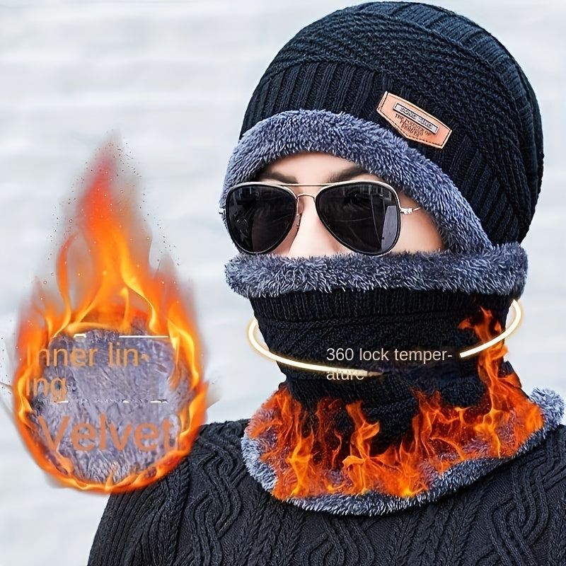 Men's Winter Knitted Hat Thickened Velvet Warm Hat