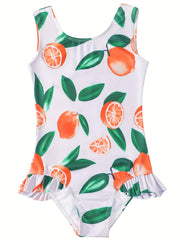 Princess Fruit Print Baby Bikini Ruffled Swimsuit for Girls