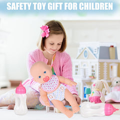 Doll Play Toy Set with Printed Bib and Diaper - Ideal for Children Over 3