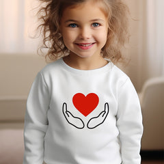 Girls Heart Pattern Crew Neck Sweatshirt For Spring Fall Christmas Gift