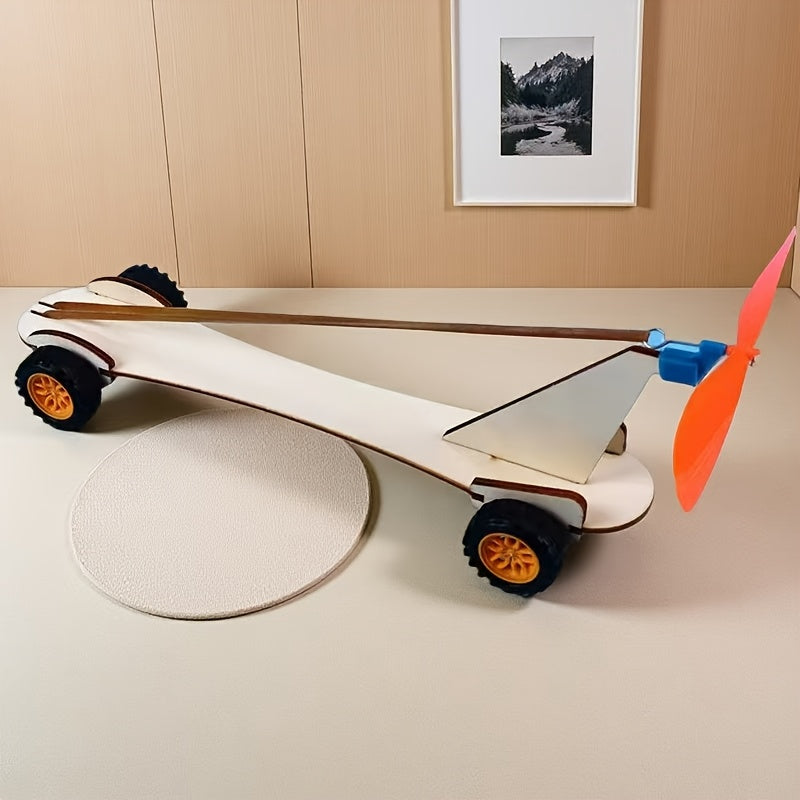 DIY Wind Powered Mini Car Kit Educational Wooden Construction Set