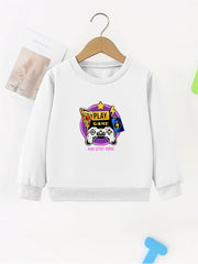 Kids Game Machine Print Sweatshirt Girls Graphic Pullover Top