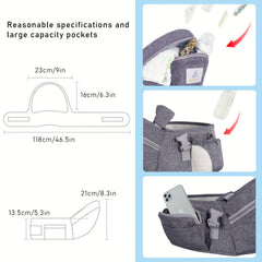 Grey Baby Carrier Waist Seat Hip Seat With Storage Space And Safety