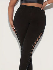 Sexy Lace Up High Rise Skinny Jeans