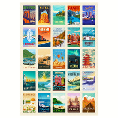 300pc 12 Sheets World Landmark Retro Poster Waterproof Stickers