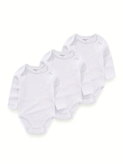 3Pcs Spring Autumn Unisex Long Sleeve Baby Bodysuits