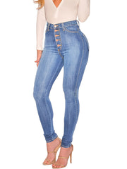 High Waist Skinny Jeans Slim Fit High Rise Denim Pants