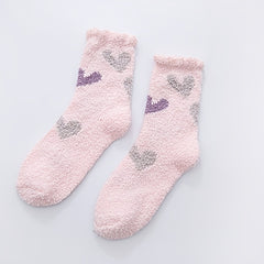 3 Pairs Women's Heart Pattern Fuzzy Socks Funny Colorful Plush Fluffy