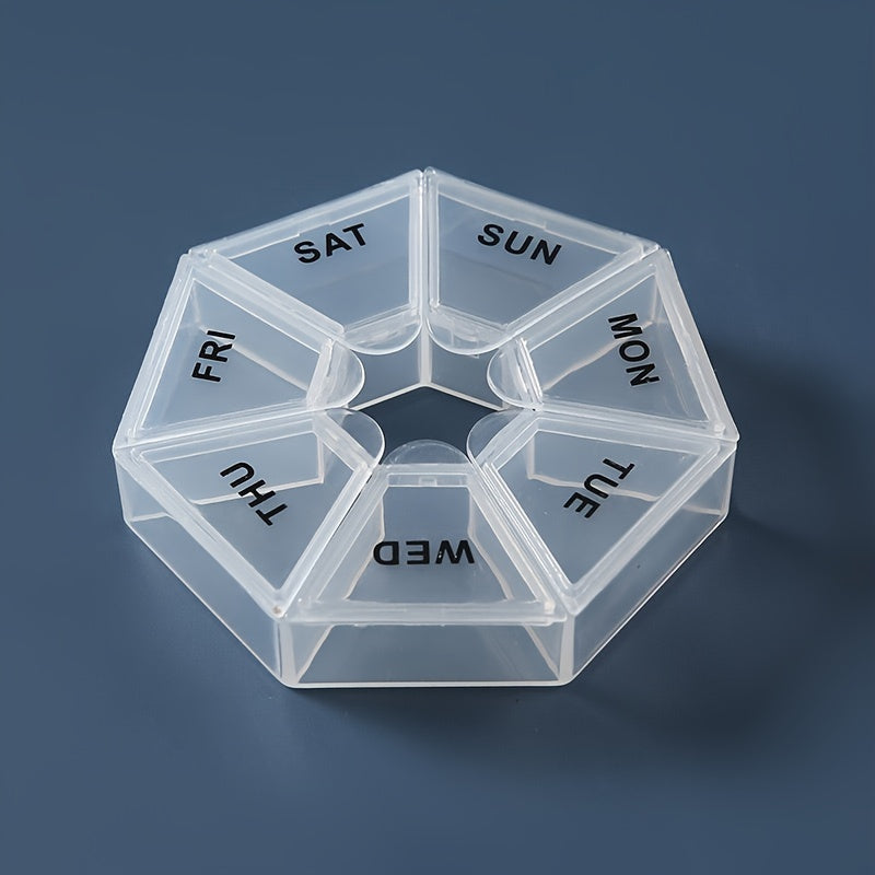 Rainbow Pill Box 7 Compartment Thickened Pill Organizer for Travel