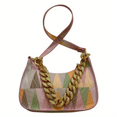 Colorful Triangle Geometric Print Shoulder Bag