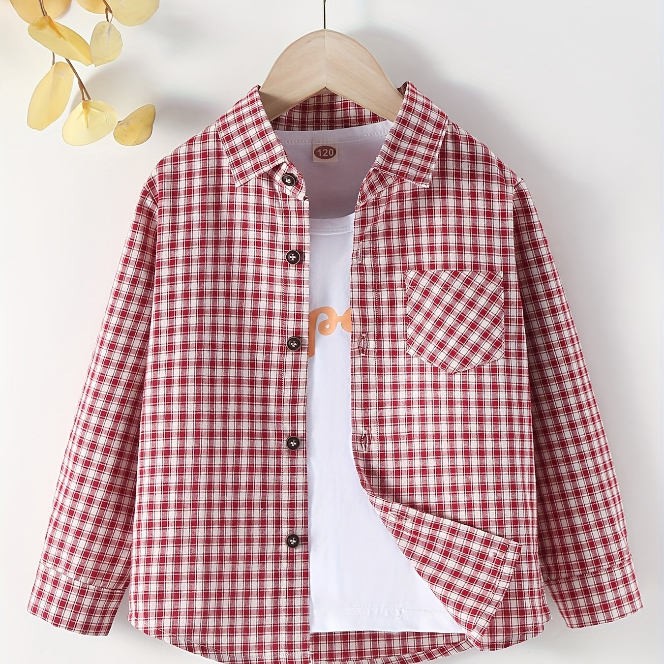 Boy's Plaid Graphic Print Shirt Long Sleeve for Spring Autumn