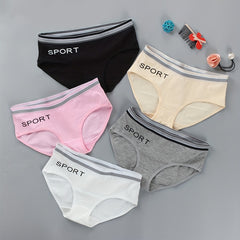 5pcs Girls Triangle Panties SPORT Print Elastic Waist Comfortable Underwear