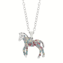 Colorful Horse Pendant Necklace Jewelry Gift for Girls
