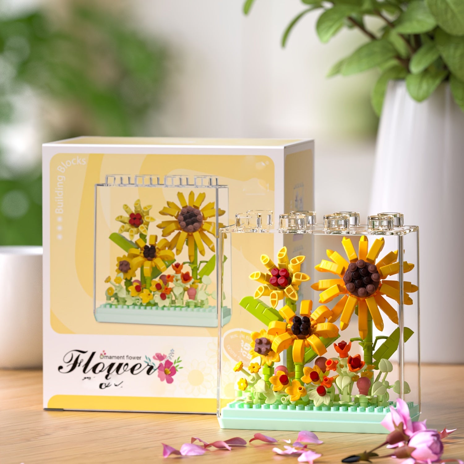 Colorful DIY Flower Building Blocks Set Garden Themed Creative Gift Ages 8
