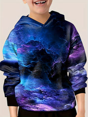 3D Universe Pattern Hoodie For Kids Casual Hooded Long Sleeve Top