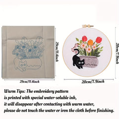 Cat Embroidery Kit Cross Stitch For Beginners DIY Hand Embroidery