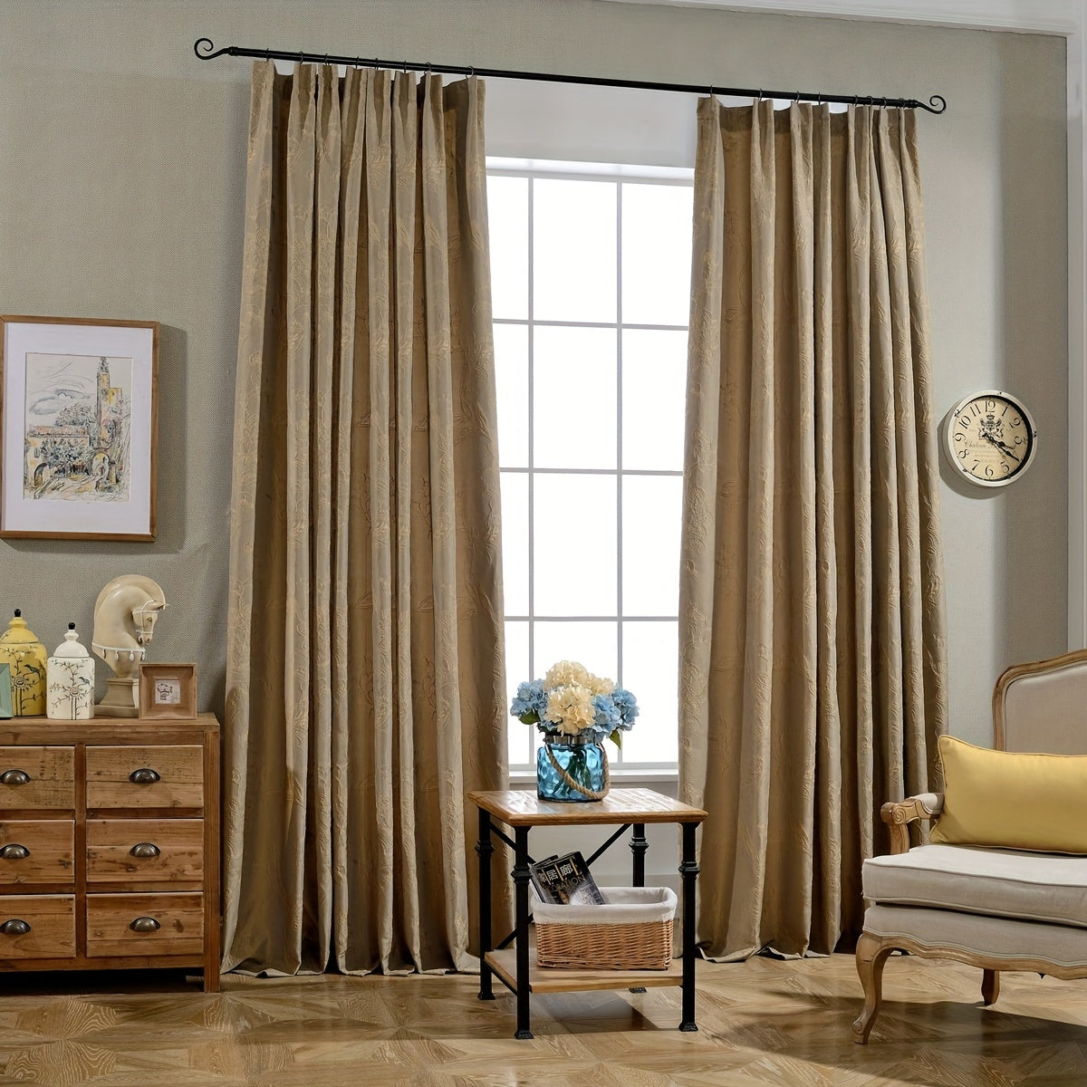 American Flower Jacquard Curtain for Stylish Home Decor