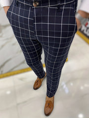 Men's Plaid Striped Slim Fit Trousers