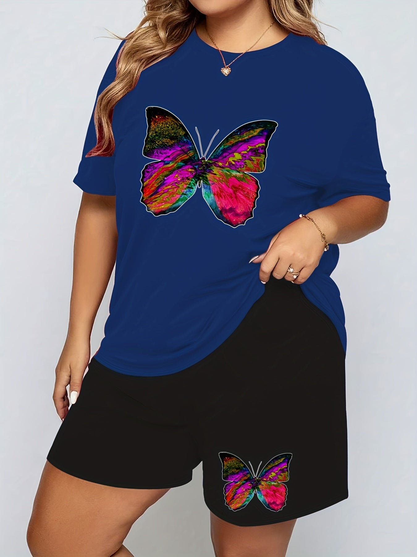 Butterfly Print Tee & Shorts Pajama Set