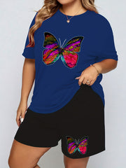 Butterfly Print Tee & Shorts Pajama Set