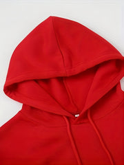 Solid Kangaroo Pocket Hoodie Casual Long Sleeve Drawstring Hoodies Sweatshirt