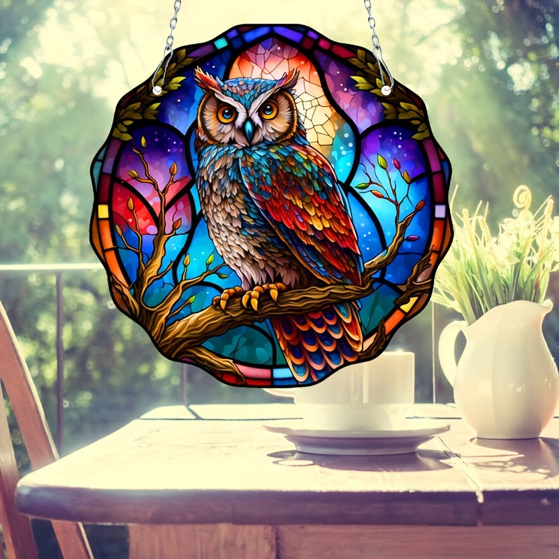 Colorful Owl Stained Acrylic Window Suncatcher Handicraft Gift