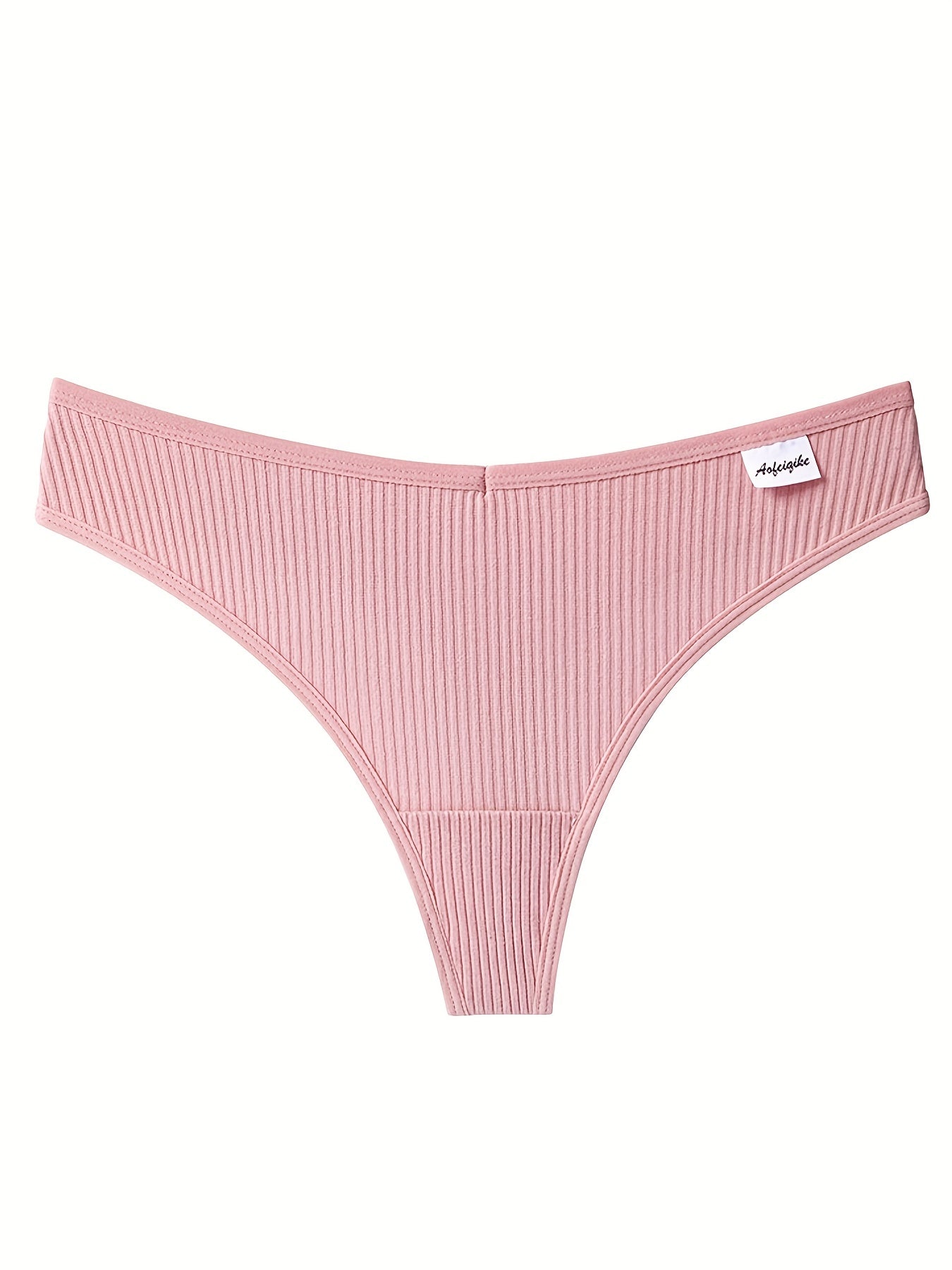 8pcs Seamless Ribbed Thongs Low Waist Panties Women's Lingerie